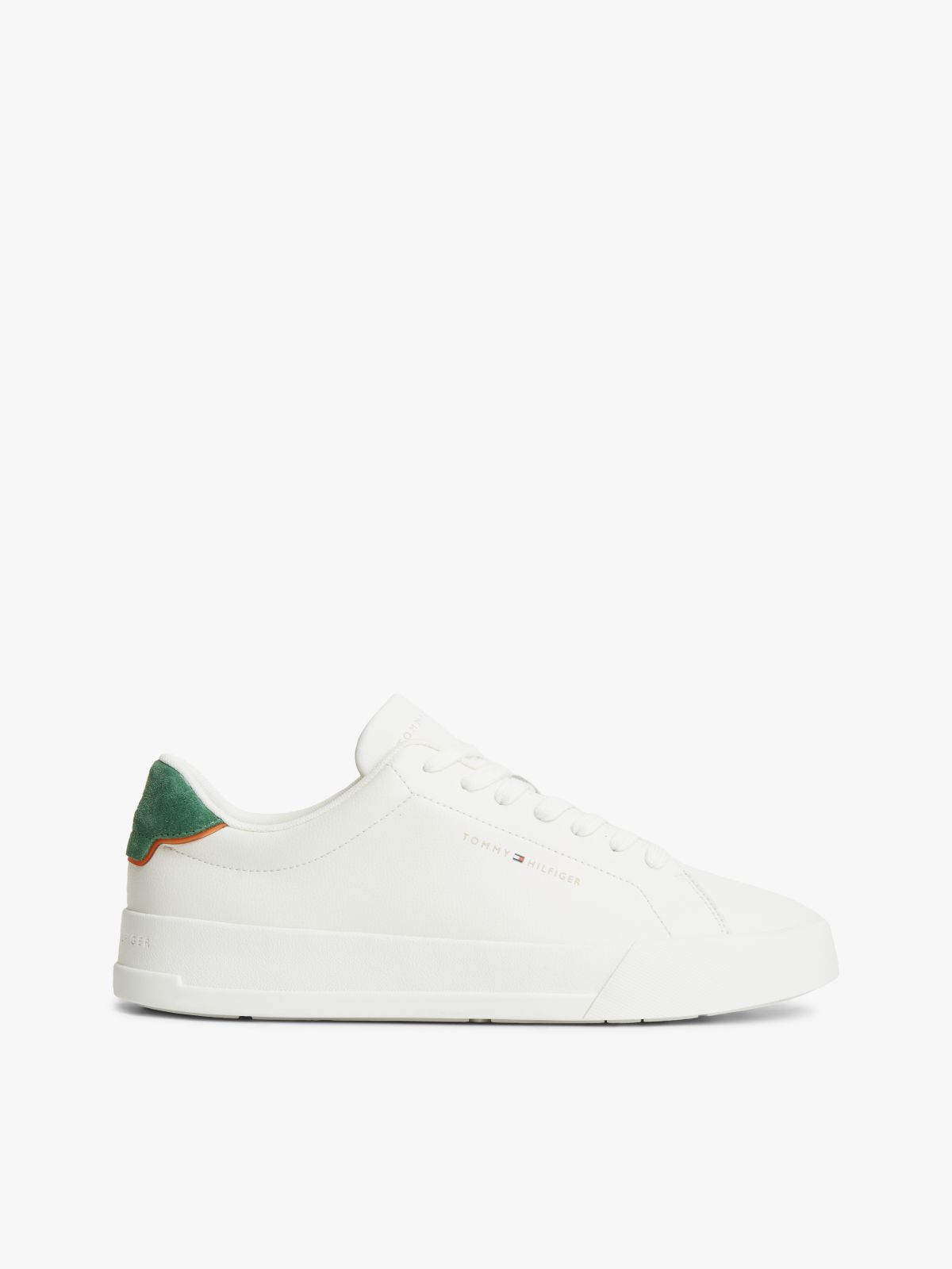 Contrast Heel Court Trainers With Leather — Multi