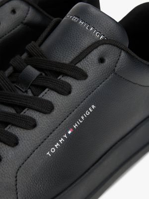 black contrast heel court trainers for men tommy hilfiger