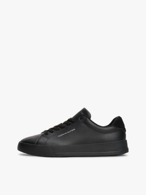 black contrast heel court trainers for men tommy hilfiger