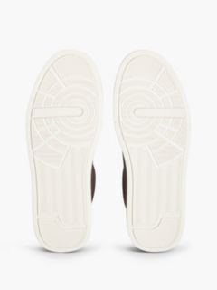 Contrast Heel Court Trainers With Leather — Brown 5