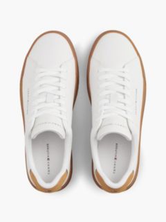 Contrast Heel Court Trainers With Leather — White 3