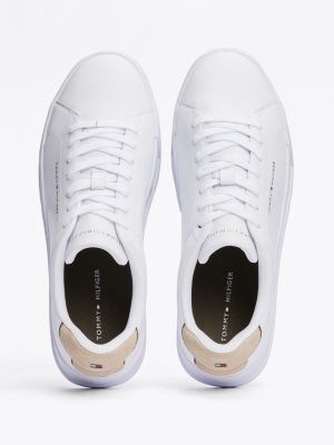 white logo court trainers for men tommy hilfiger