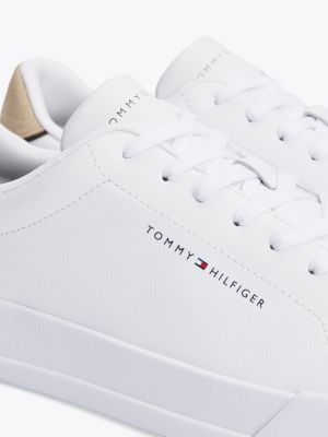 sneakers sportive in pelle martellata bianco da uomini tommy hilfiger