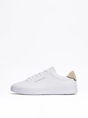 white logo court trainers for men tommy hilfiger