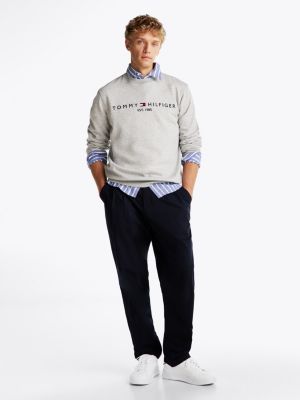 biały tenisówki court ze wstawkami ze skóry dla mężczyźni - tommy hilfiger