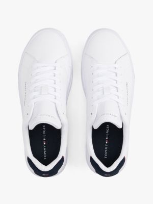 white logo court trainers for men tommy hilfiger