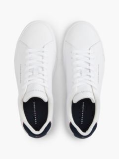 Contrast Heel Court Trainers With Leather — White 3