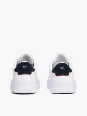 sneakers sportive in pelle martellata bianco da uomini tommy hilfiger