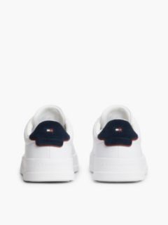 Contrast Heel Court Trainers With Leather — White 4