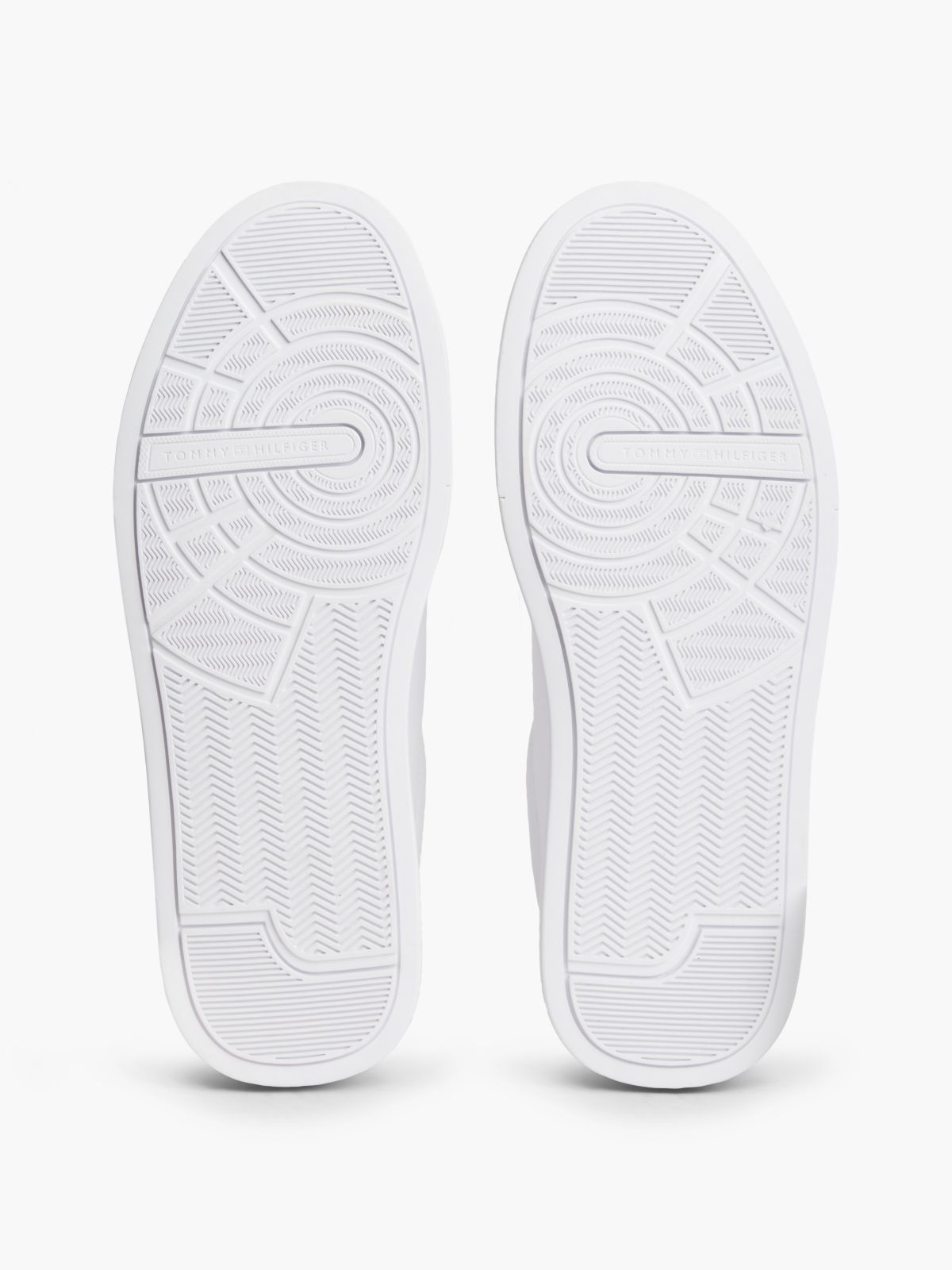 Contrast Heel Court Trainers With Leather — White
