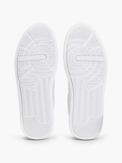 Contrast Heel Court Trainers With Leather — White 5
