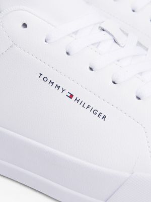 sneakers sportive in pelle martellata bianco da uomini tommy hilfiger