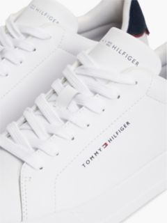 Contrast Heel Court Trainers With Leather — White 6