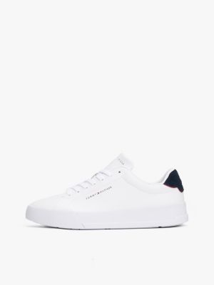white contrast heel court trainers for men tommy hilfiger