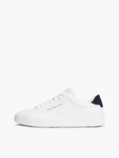 Contrast Heel Court Trainers With Leather — White 7