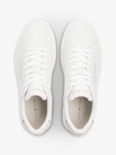 Contrast Heel Court Trainers With Leather — White 3