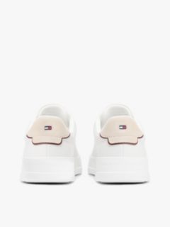 Contrast Heel Court Trainers With Leather — White 4
