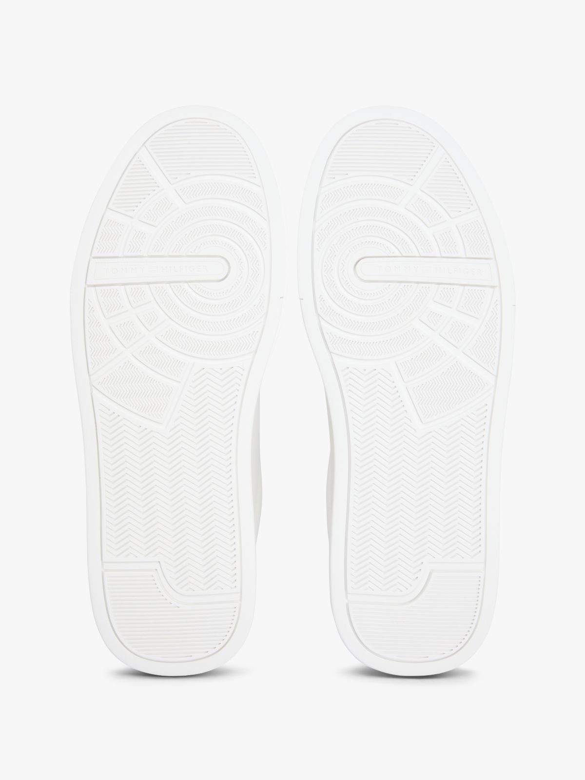 Contrast Heel Court Trainers With Leather — White