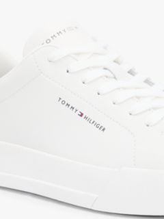 Contrast Heel Court Trainers With Leather — White 6