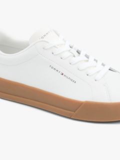 Contrast Heel Court Trainers With Leather — White 6