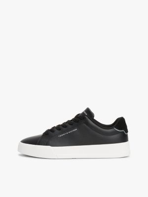 schwarz court-sneaker mit kontrast-detail für herren - tommy hilfiger