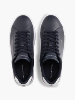 Contrast Heel Court Trainers With Leather — Blue 3