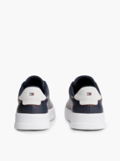 Contrast Heel Court Trainers With Leather — Blue 4