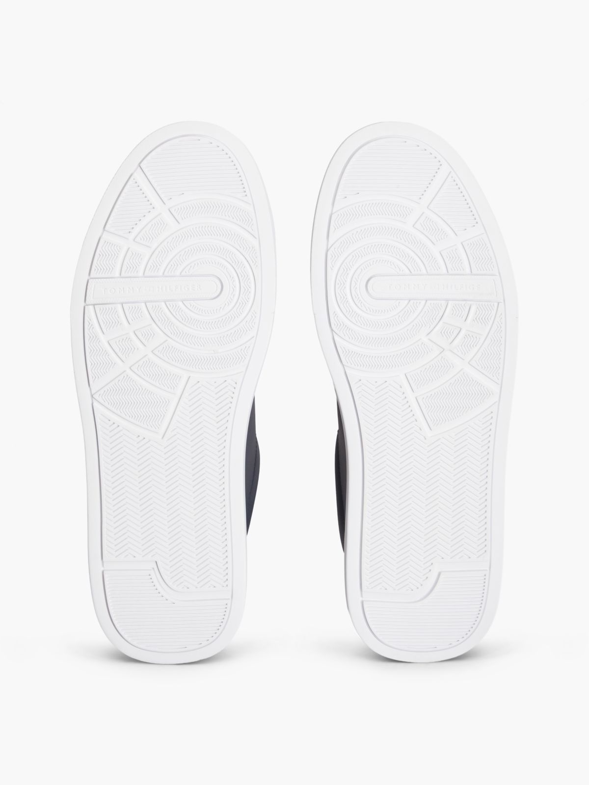 Contrast Heel Court Trainers With Leather — Blue