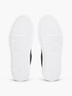 Contrast Heel Court Trainers With Leather — Blue 5
