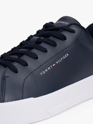 sneakers sportive in pelle martellata blu da uomini tommy hilfiger