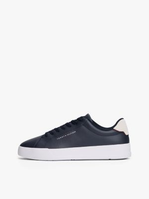 blue contrast heel court trainers for men tommy hilfiger