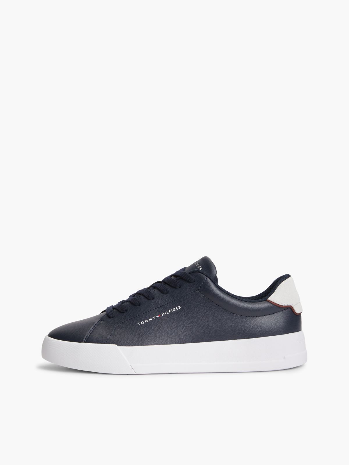 Contrast Heel Court Trainers With Leather — Blue