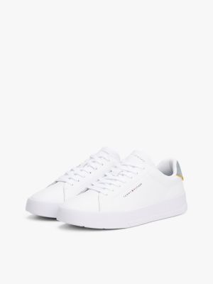 white contrast heel court trainers for men tommy hilfiger