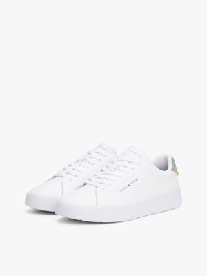 white logo court trainers for men tommy hilfiger