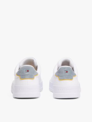 white contrast heel court trainers for men tommy hilfiger
