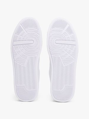 white contrast heel court trainers for men tommy hilfiger