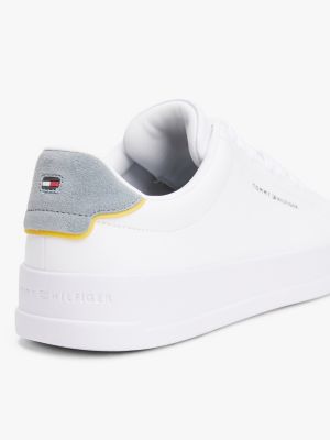 white contrast heel court trainers for men tommy hilfiger