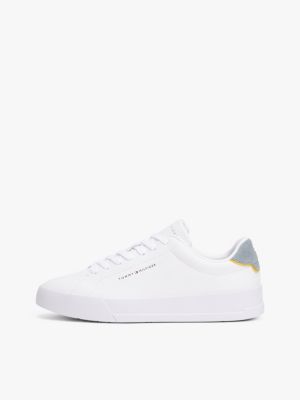 white logo court trainers for men tommy hilfiger