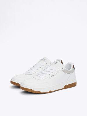 white mixed texture basketball trainers for men tommy hilfiger