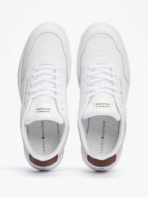 white mixed texture basketball trainers for men tommy hilfiger