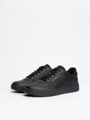 black mixed texture basketball trainers for men tommy hilfiger