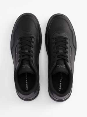 black mixed texture basketball trainers for men tommy hilfiger