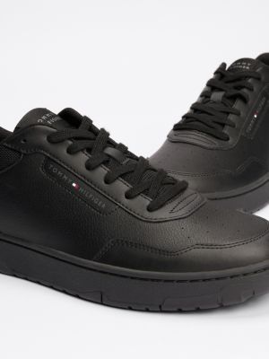 black mixed texture basketball trainers for men tommy hilfiger