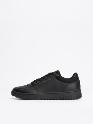 black mixed texture basketball trainers for men tommy hilfiger