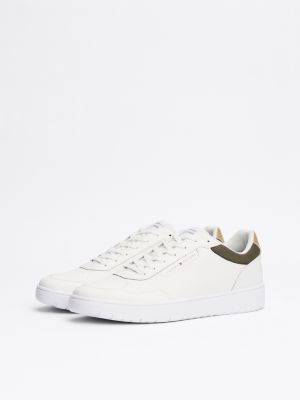 sneakers stile basket con mix di texture bianco da uomini tommy hilfiger