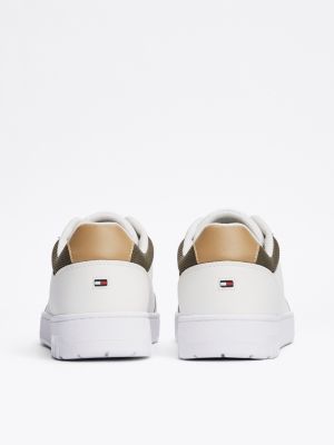 white mixed texture basketball trainers for men tommy hilfiger