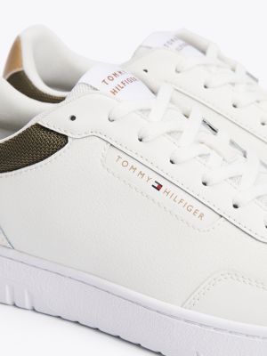 sneakers stile basket con mix di texture bianco da uomini tommy hilfiger