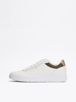 white mixed texture basketball trainers for men tommy hilfiger