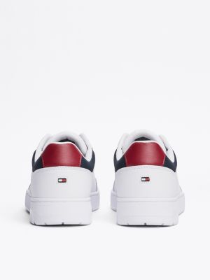 sneakers stile basket con mix di texture bianco da uomini tommy hilfiger