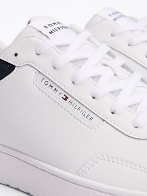 white mixed texture basketball trainers for men tommy hilfiger